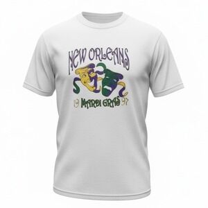 VTG 90's 1997 Mardi Gras New Orleans T-Shirt Unisex Med White Single Stitch